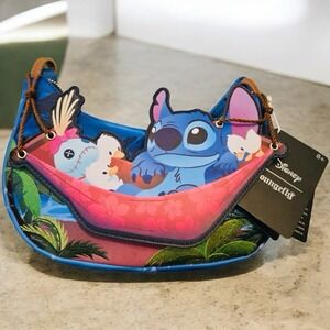 NEW Loungefly Disney Stitch Camping Cuties Hammock Crossbody Bag 9"Wx6.25"Hx3.5"